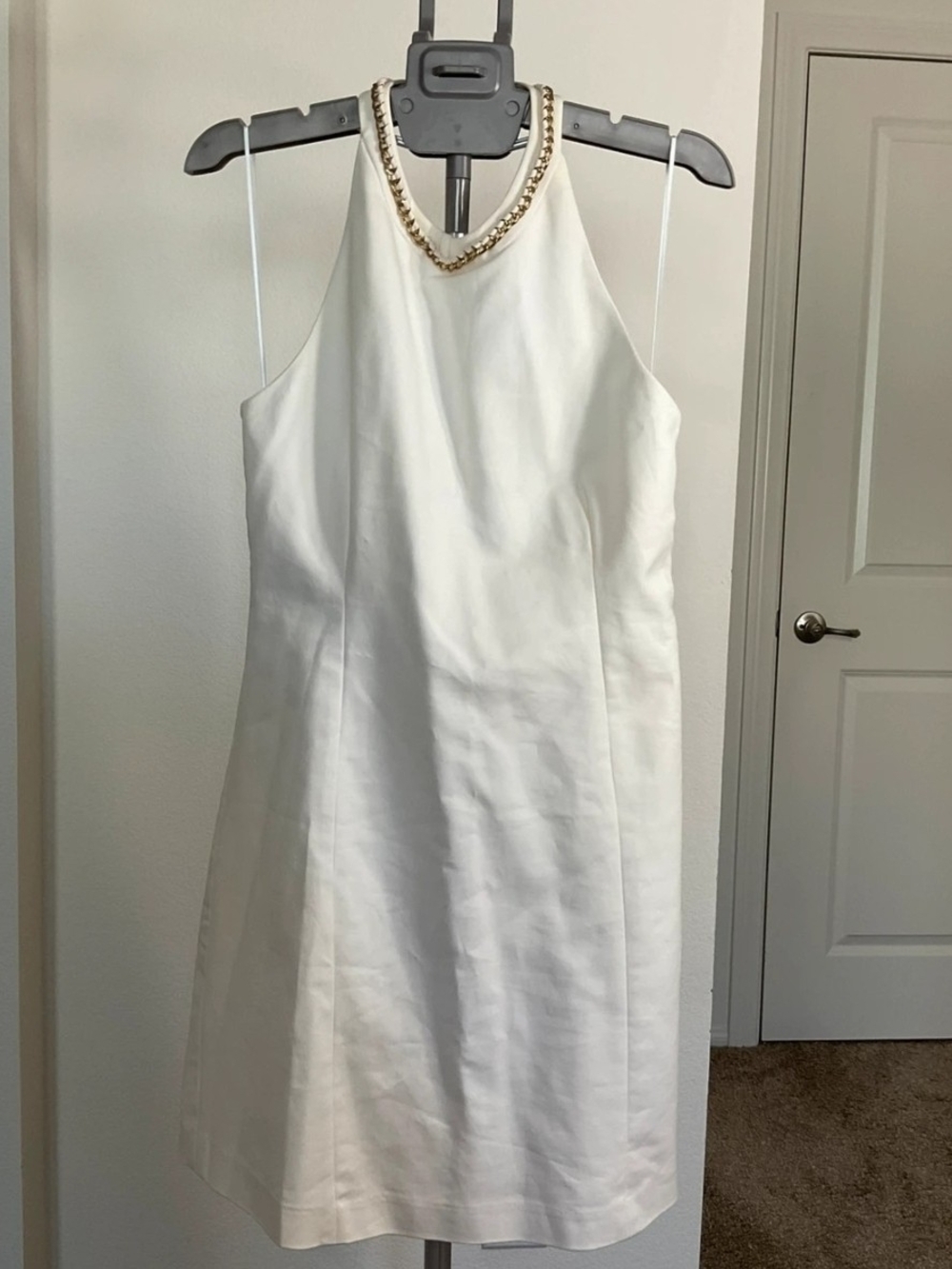 Zara White Dress Halter with Chain Detail